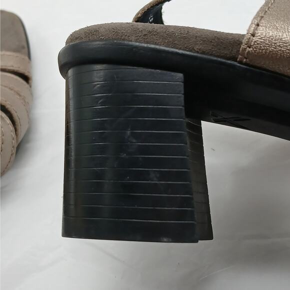Munro Hallie Strappy Sandal Womens 6M Taupe . Metallic Leather Block Heel Shoes - Picture 10 of 10